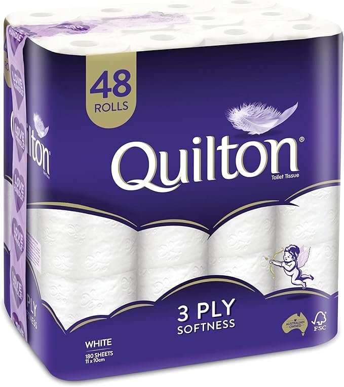 81RvW3sB2KL._AC_SX679_ Quilton 3-Ply Toilet Tissue 48 Pack (1 x 48 Rolls) - Image 1