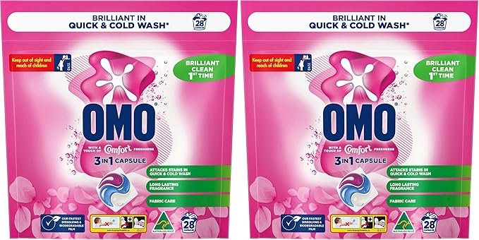 81zkgZL5TJL._AC_SX679_ OMO Laundry Capsules 3 in 1 Touch of Comfort 56 Pack - Image 1